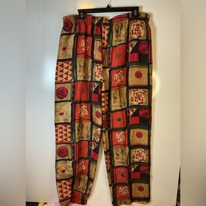 Silk pants Structure Women's Multicolor Patchwork Wide Leg Pants A0326